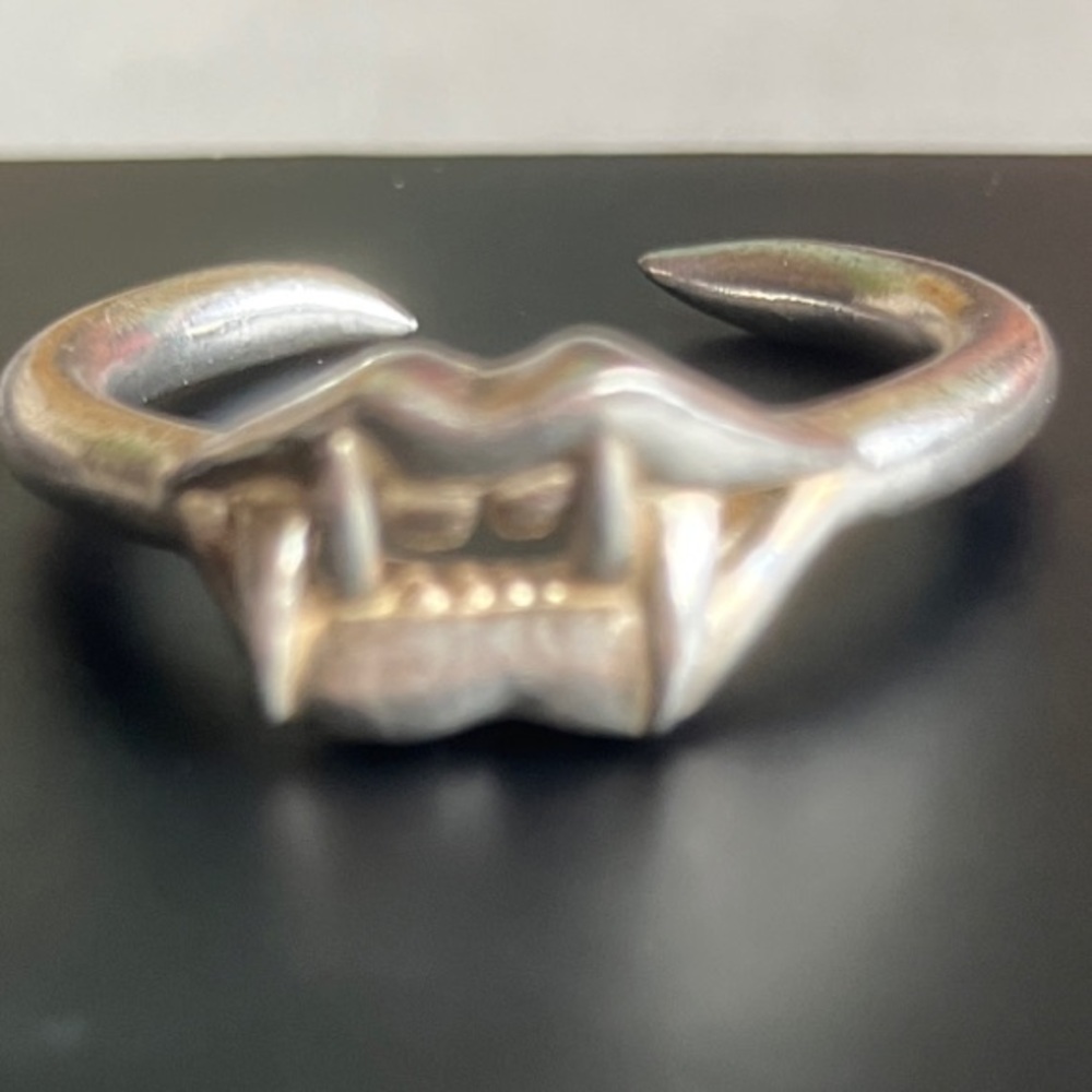 VERAMEAT Vampire Fangs Women's Sterling Silver Ring, Adjustable Size